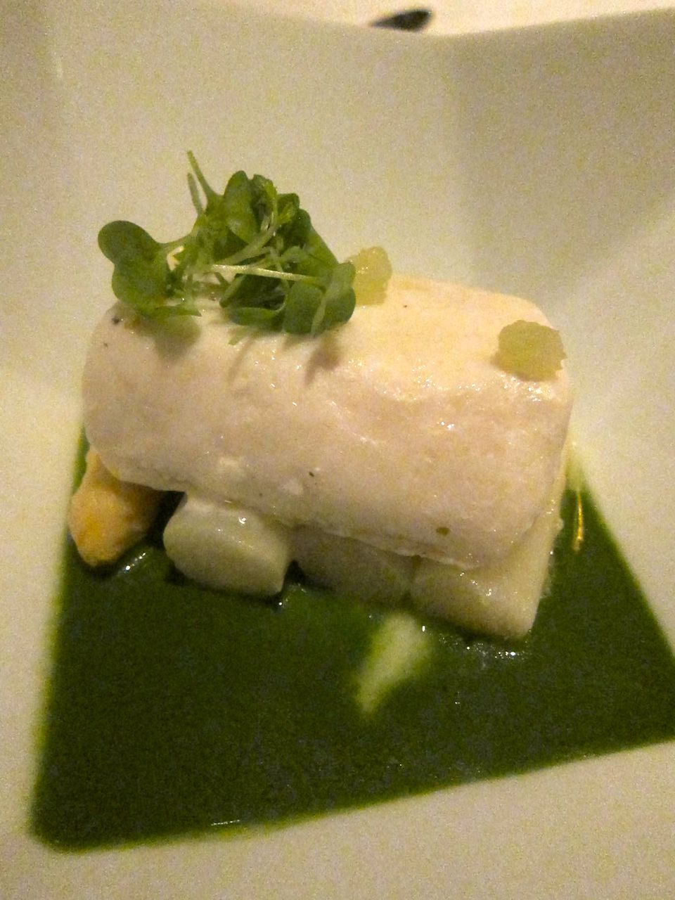 Jean-Georges’ halibut in herbal lemongrass sauce disguised as a monument.